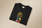 Black t-shirt with 'The Best Gardener' text and colorful flowers on a beige background