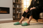 Green Floral Slippers