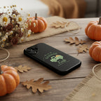 Black phone case with a green truck and 'Garden Fresh' text on a white background