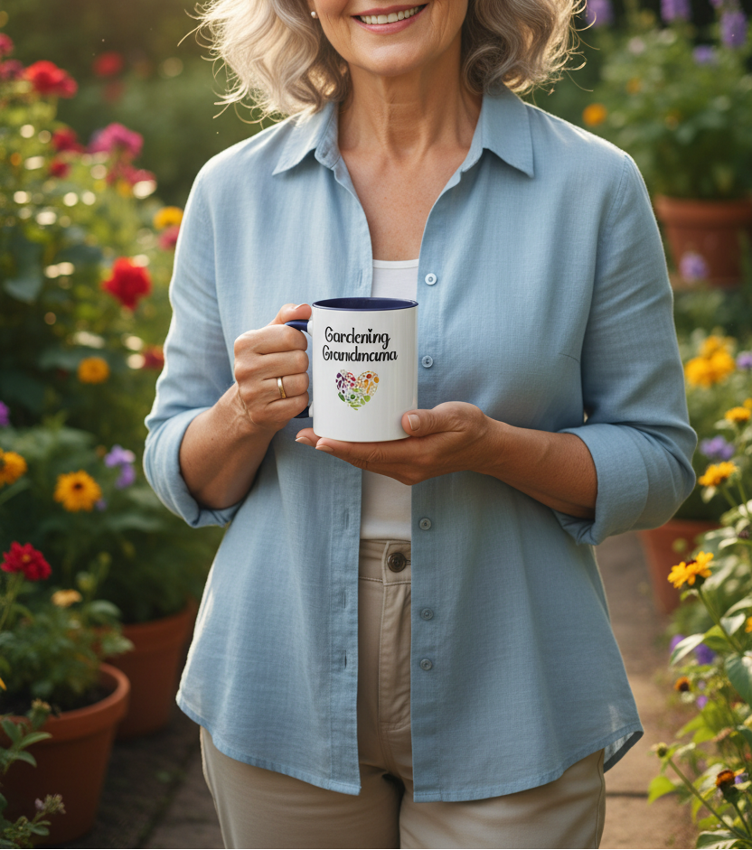 11oz, 15oz accent mug - Gardening Grandma