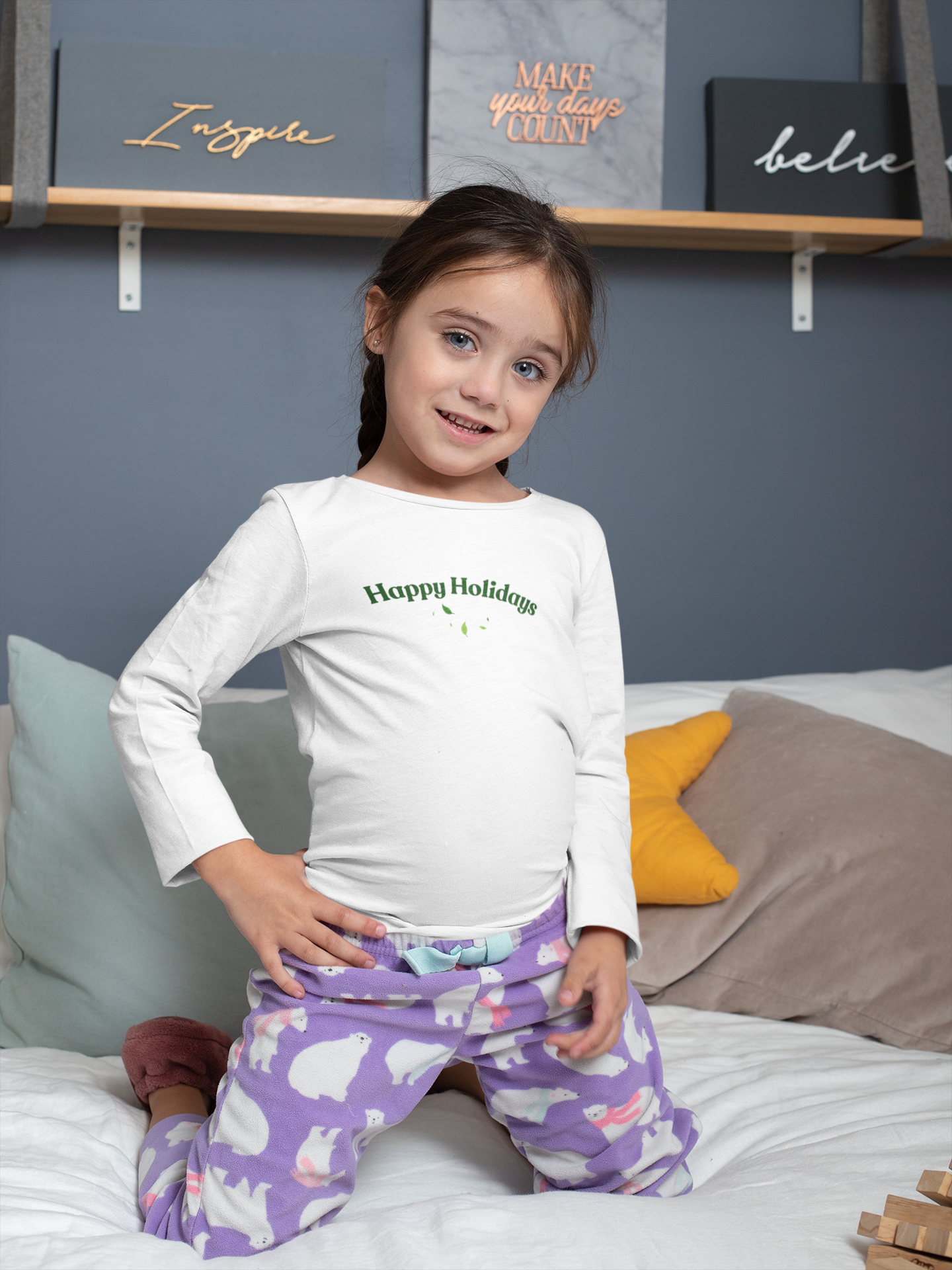 Happy Holidays long sleeve toddler pajama shirt