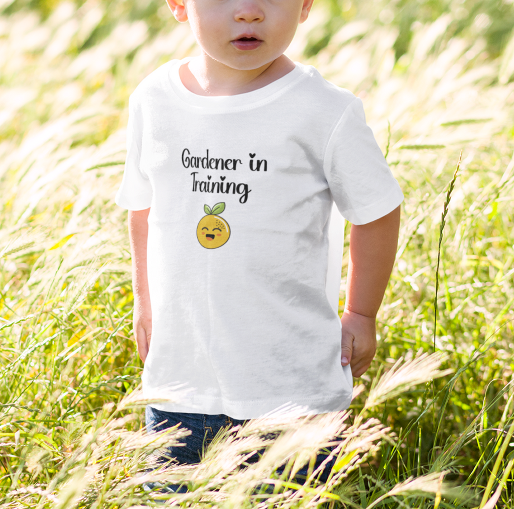 Toddler Short Sleeve T-Shirt, Gardener in Training Orange