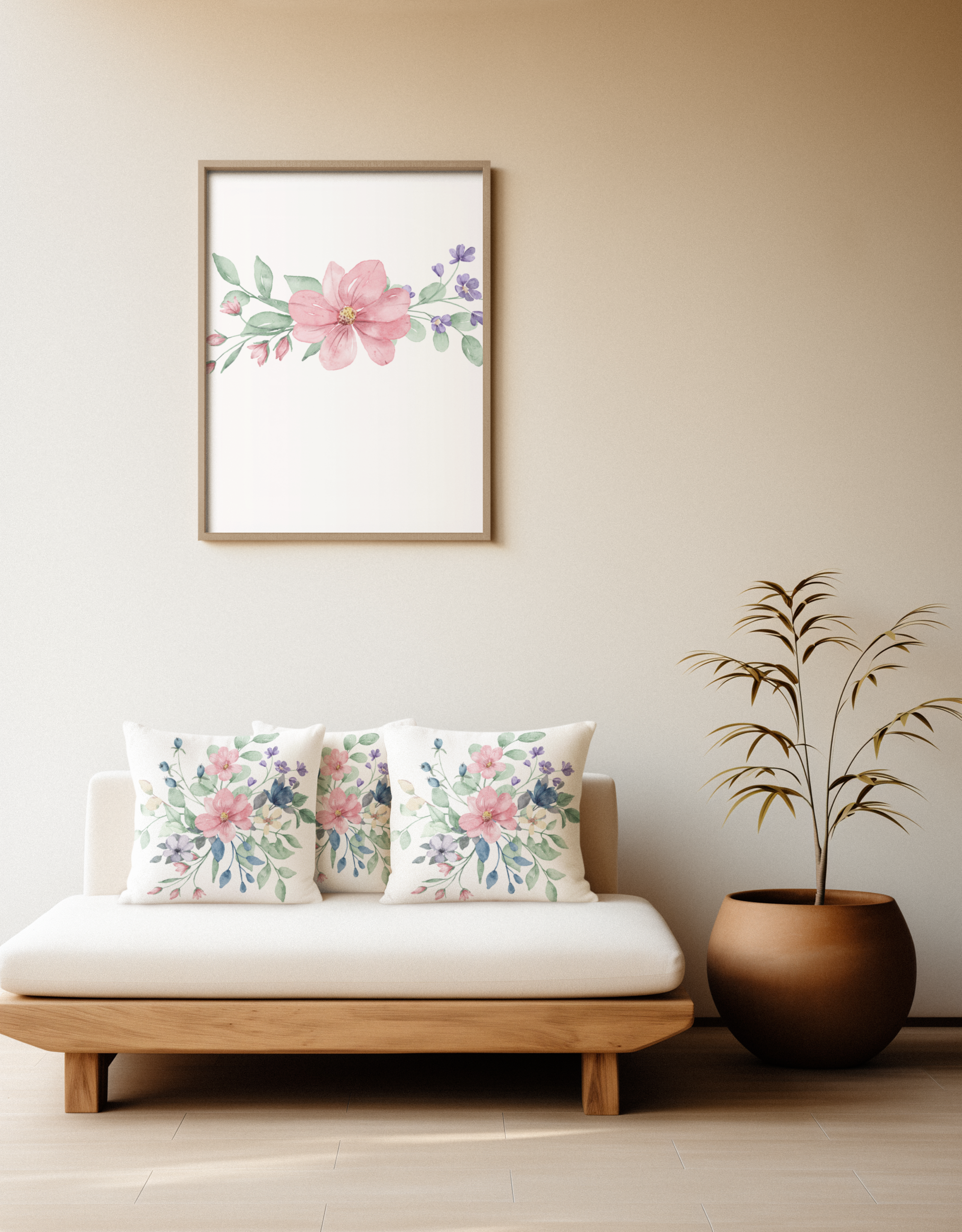 Decorative Square Pillow - Flowers