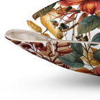 Floral-patterned pouch with a zipper on a white background