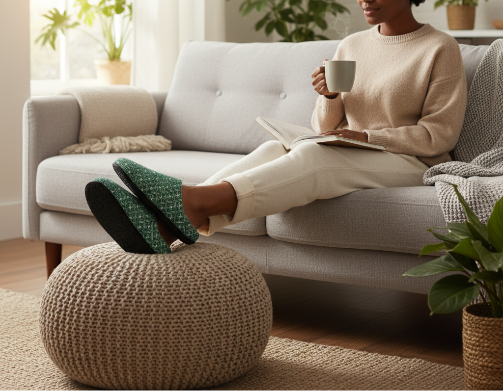 Green Pattern Slippers
