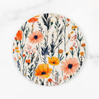 Round placemat with floral pattern on a white background
