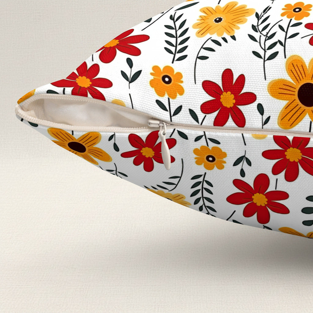Floral-patterned pouch with a zipper on a white background