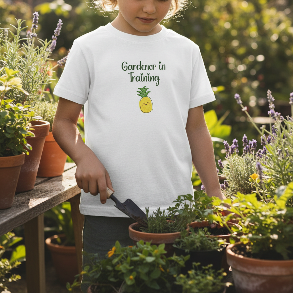 Toddler Short Sleeve T-Shirt, Gardener in Training Pineapple