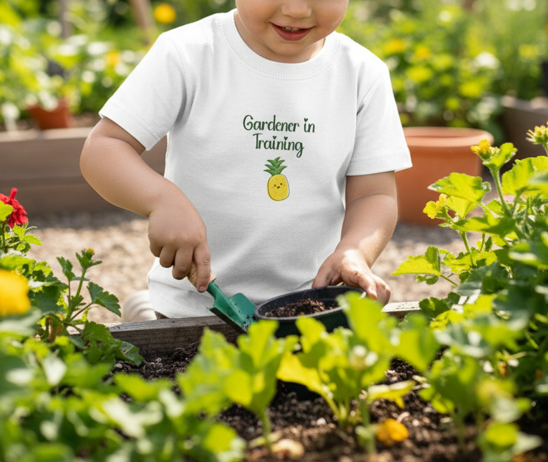 Toddler Short Sleeve T-Shirt, Gardener in Training Pineapple