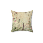 Decorative pillow with floral pattern on a beige background