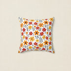 Decorative pillow with a floral pattern on a white background