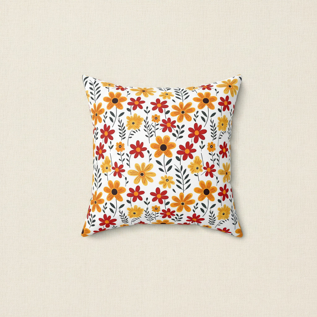 Decorative pillow with a floral pattern on a white background