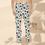 Colorful polka dot leggings worn by a person on a neutral background