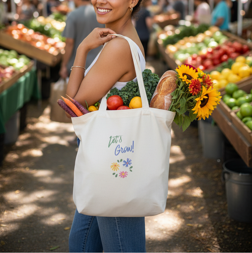 Let's Grow Organic Canvas Tote Bag