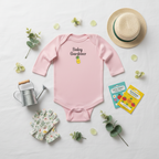 Baby gardener long-sleeve onesie, pink, “Baby Gardener” pineapple graphic