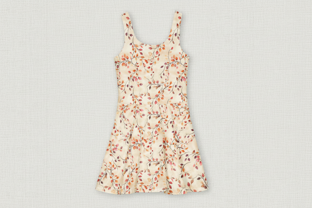 Floral patterned dress on a white background