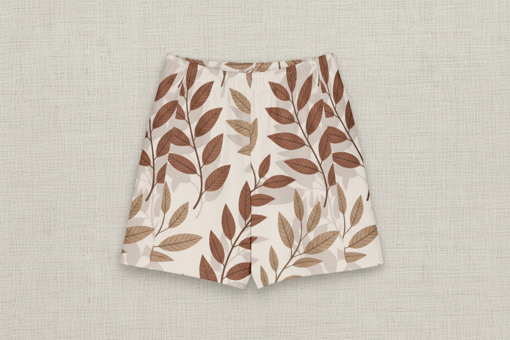 Skirt with leaf pattern on a textured beige background