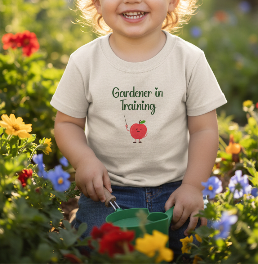 Toddler Short Sleve T-Shirt - Gardener in Training Apple