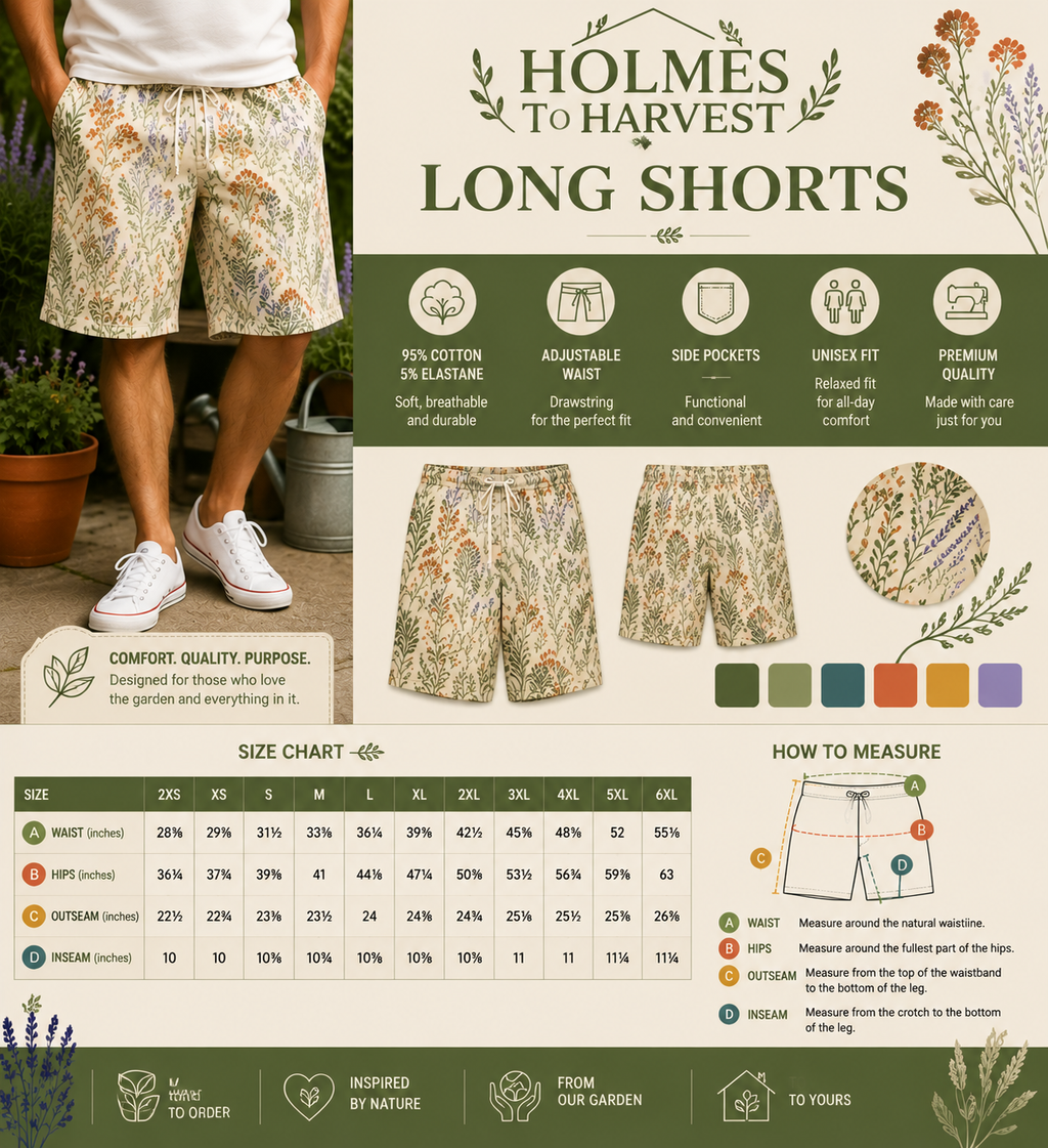 Leaf print shorts shown on model, off-white with brown foliage pattern
