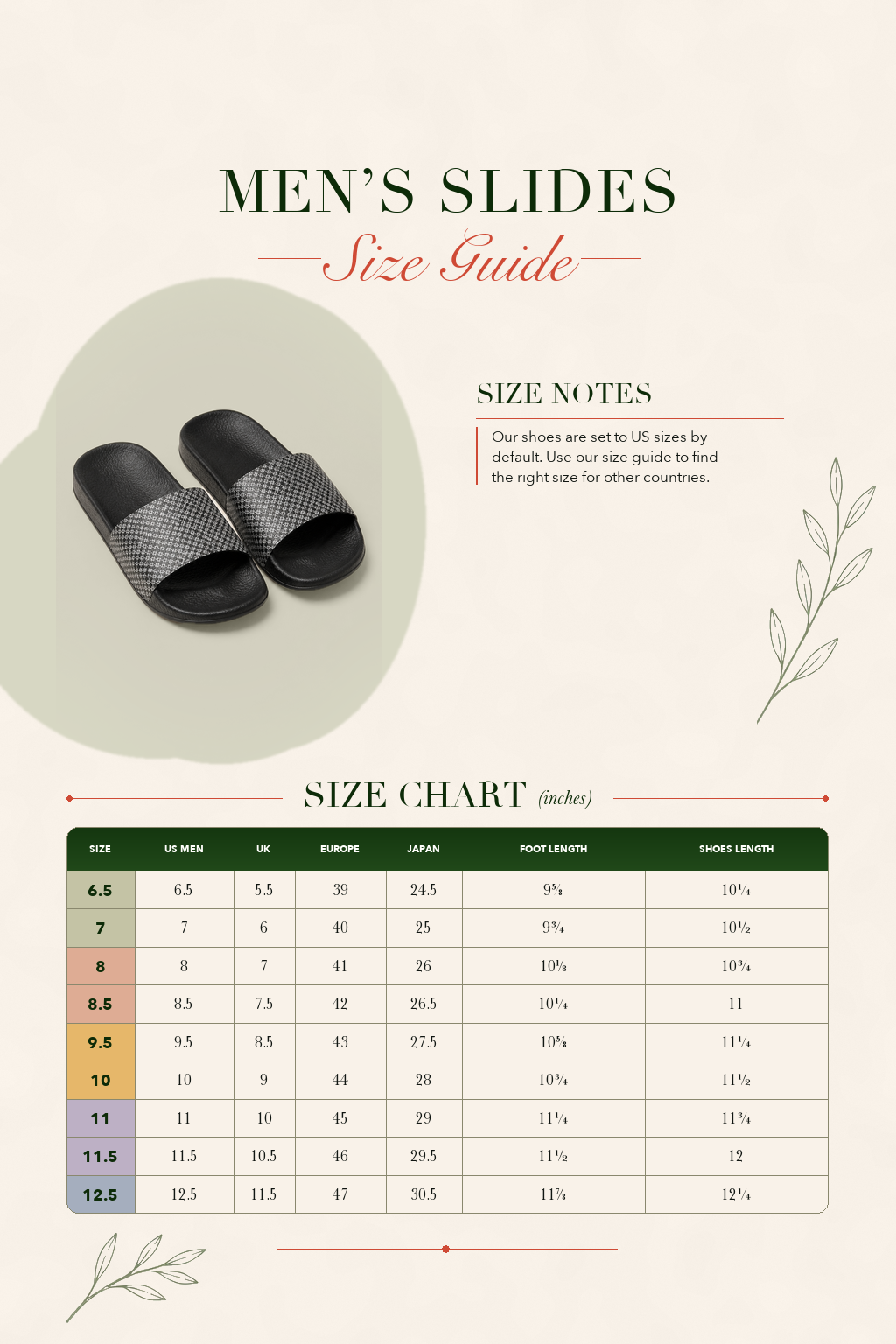 Men's slide sandals with black footbed and gray patterned strap