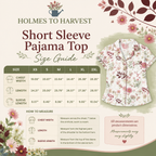 Floral short-sleeve pajama top with button-front and V-neck collar, pink flowers