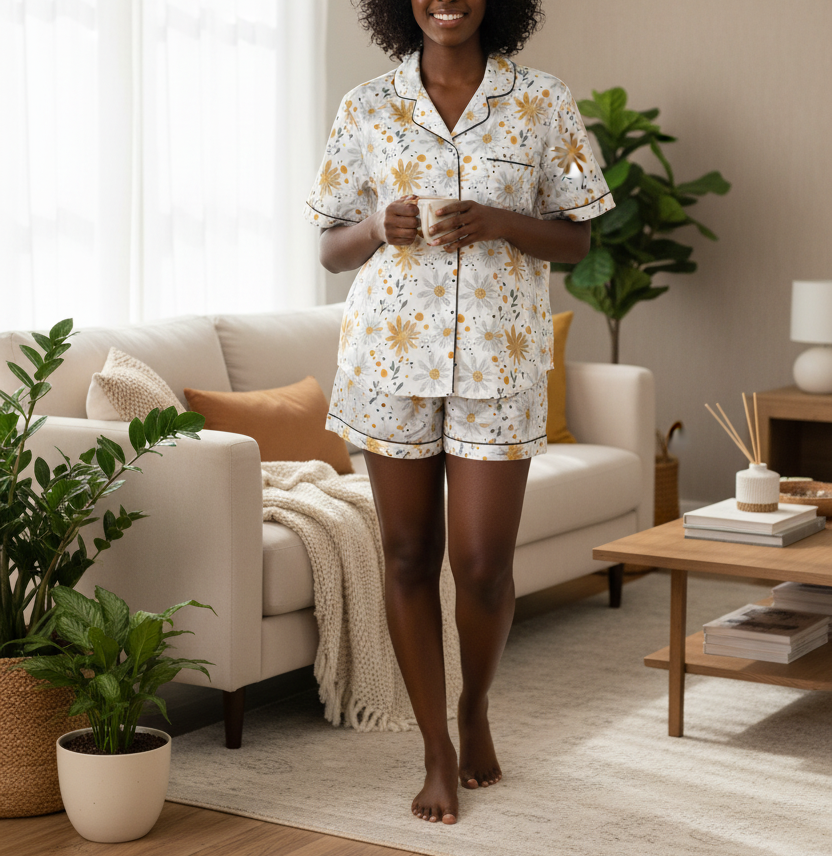 Yellow Floral Women’s pajama shorts