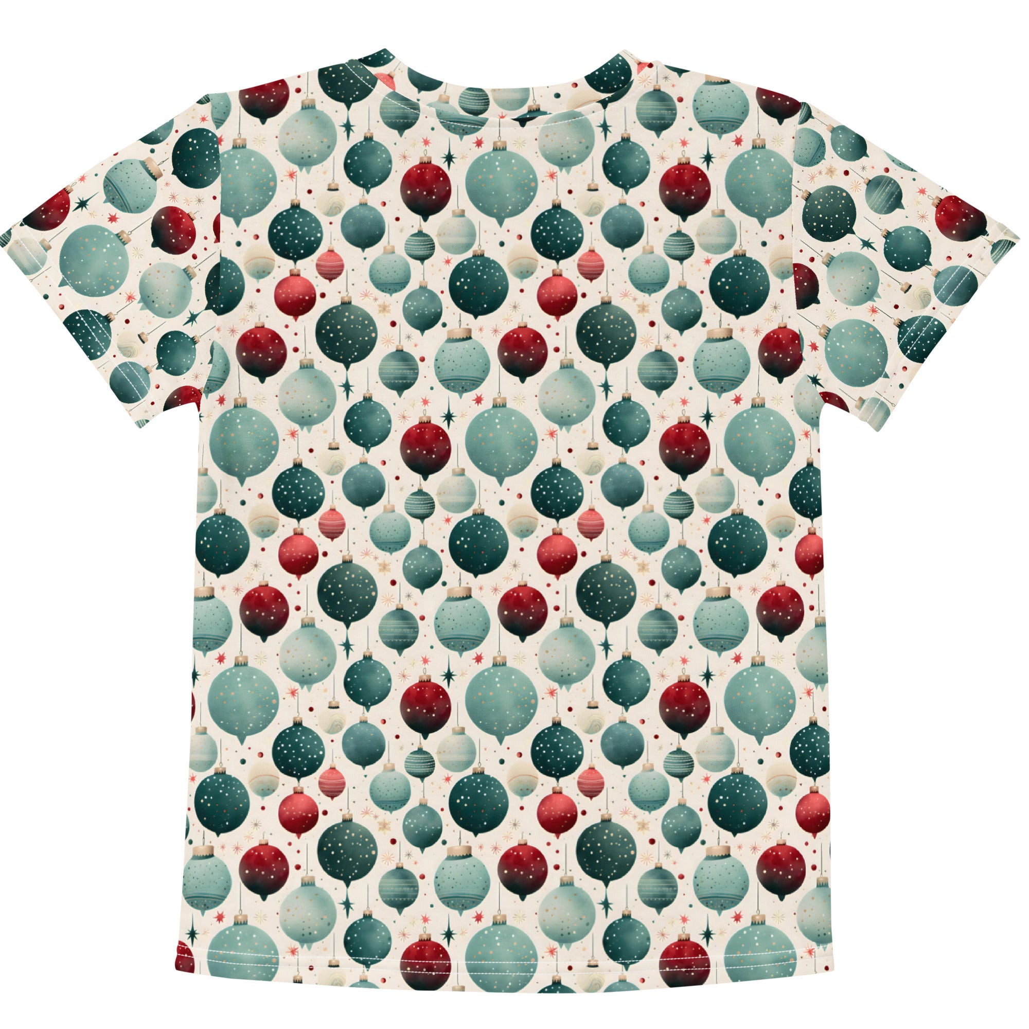 T-shirt with a pattern of colorful balloons on a white background