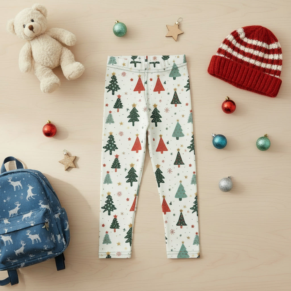 Christmas tree pattern on kid leggings