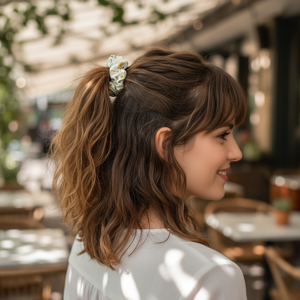 White Floral Scrunchie
