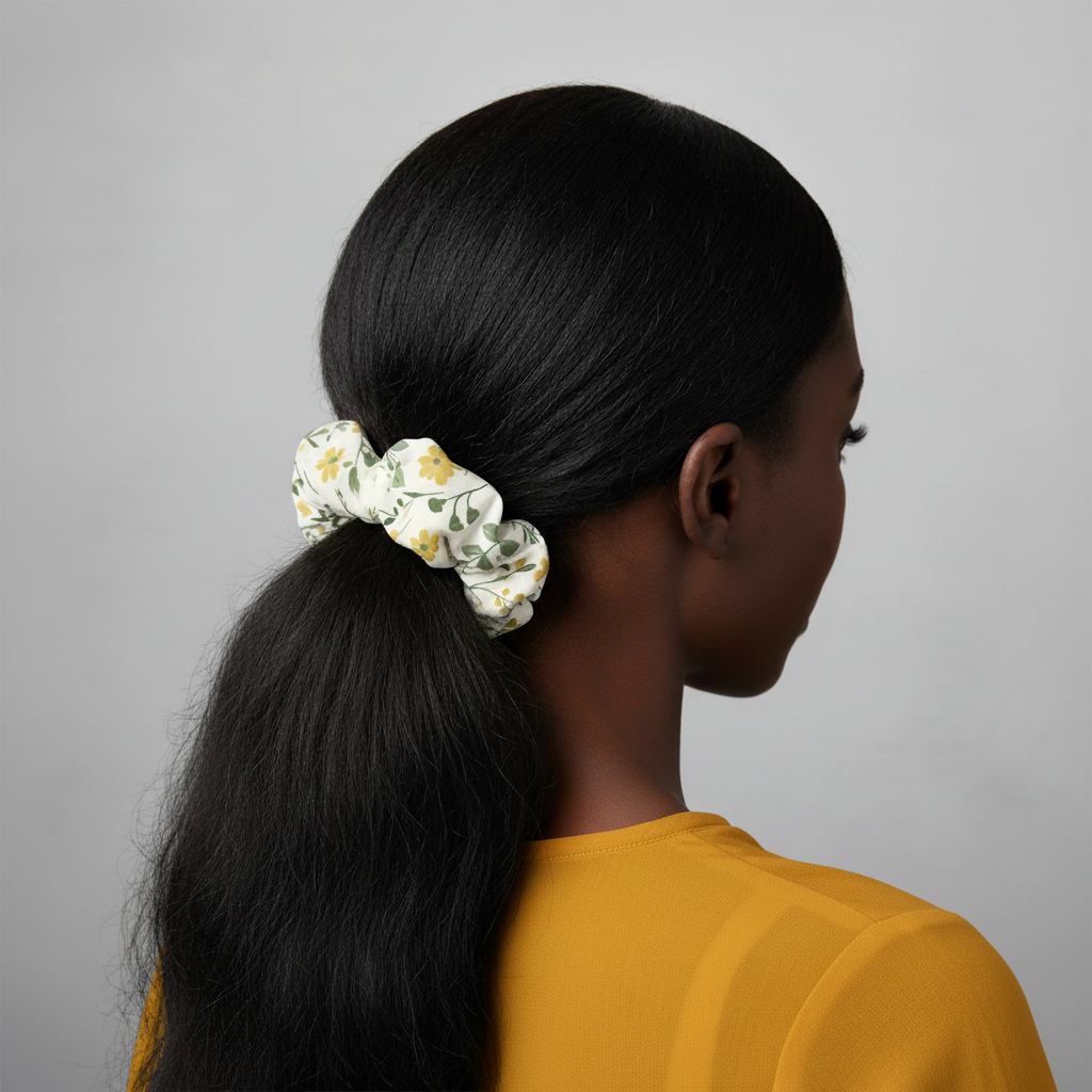 White Floral Scrunchie