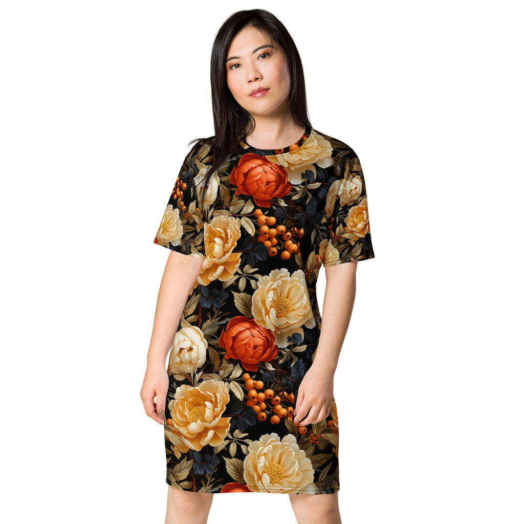 Olive Floral T-shirt dress