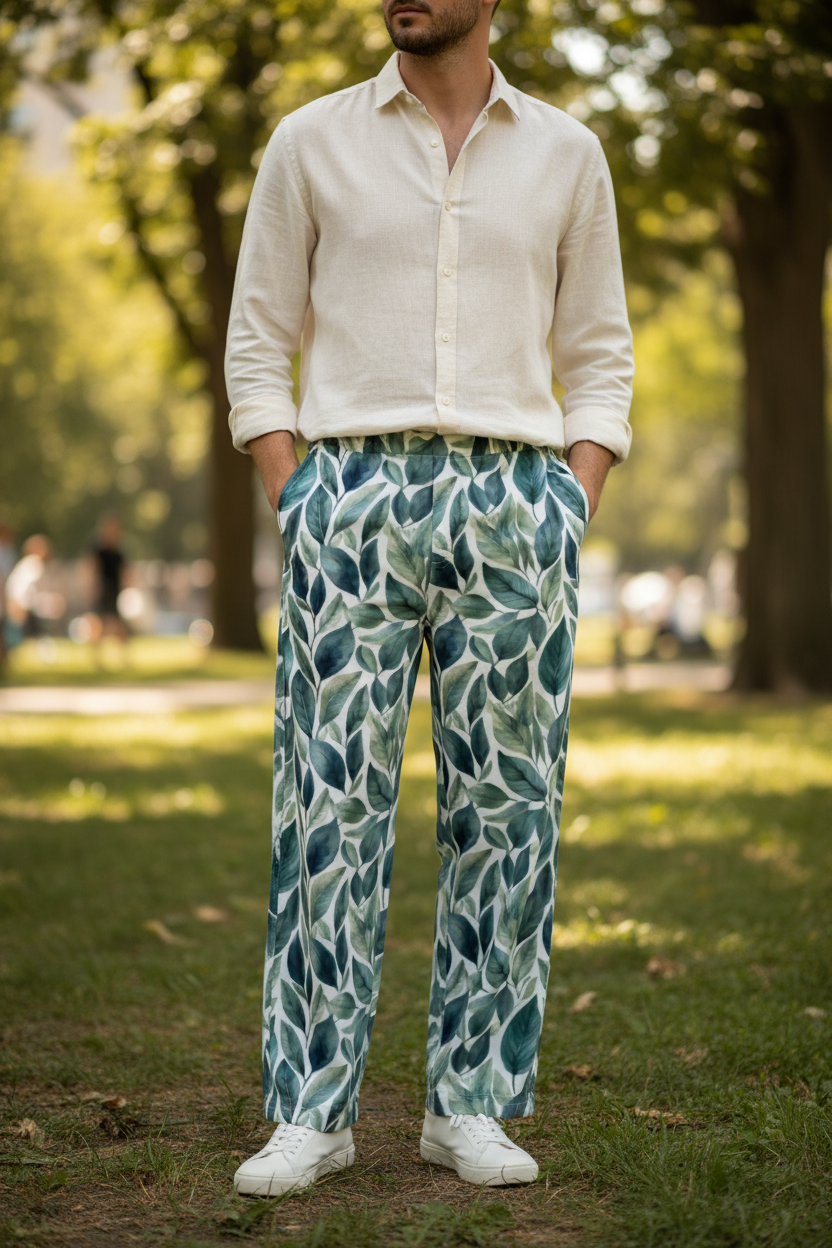 Blue Leaf Wide Leg Pants
