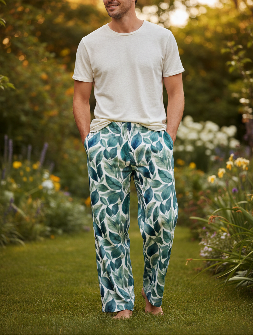 Blue Leaf Wide Leg Pants
