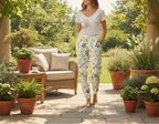White Floral track pants
