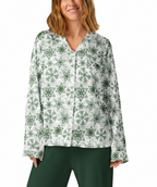 Green Snowflake Women’s long sleeve pajama top