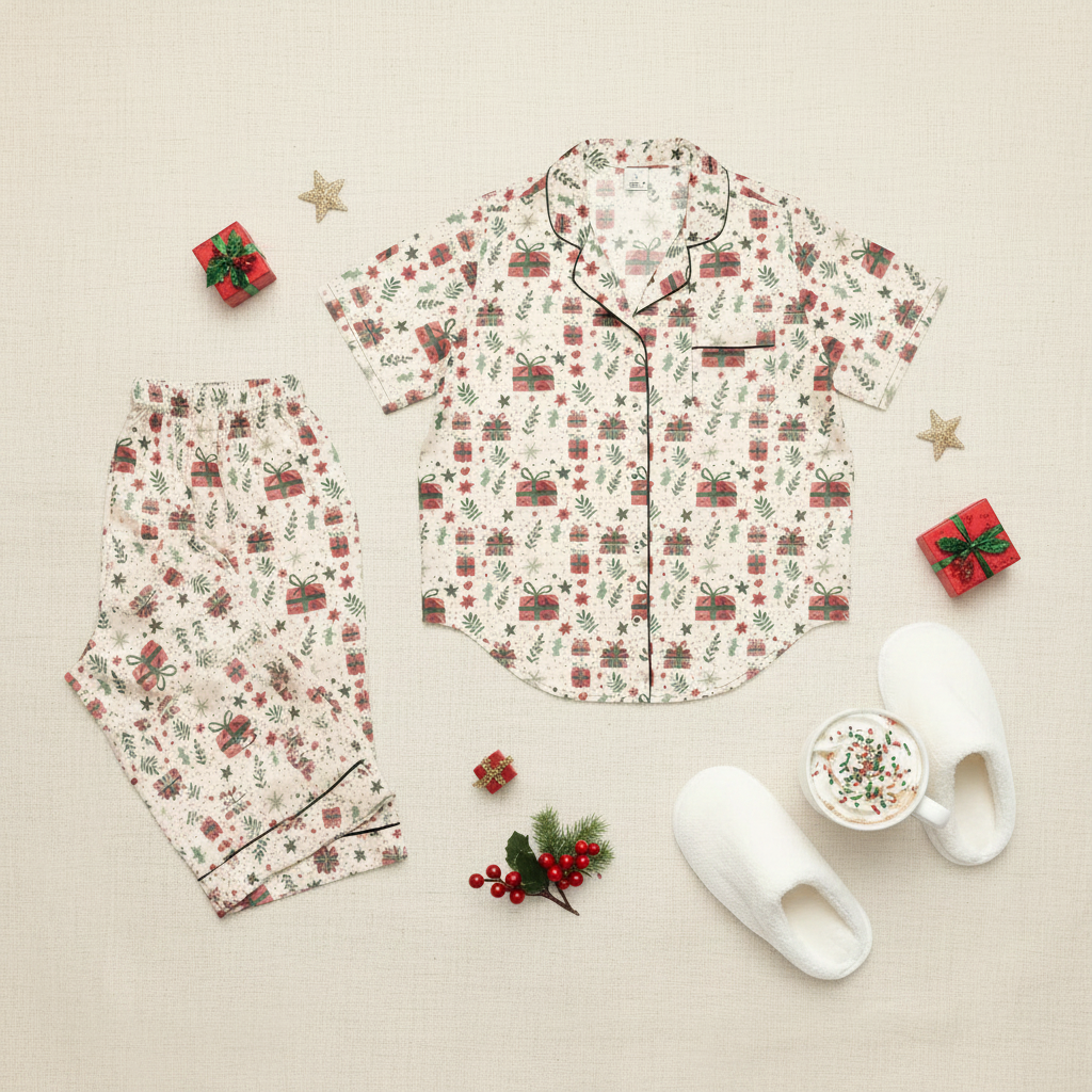 Christmas Presents women’s short sleeve pajama top