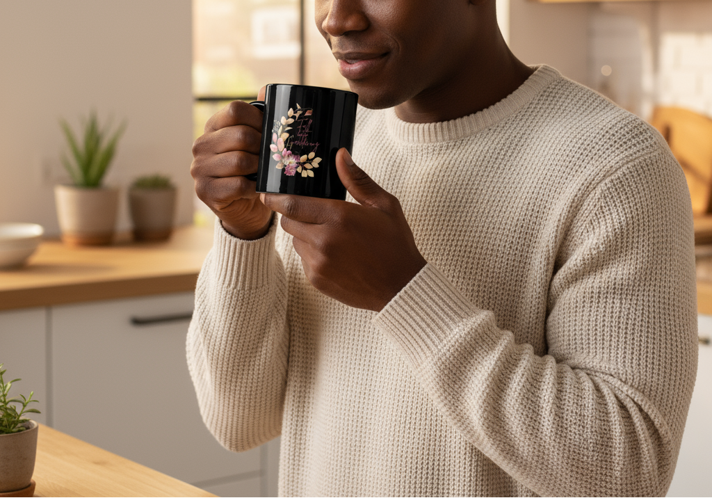 Fall into Gardening Black Glossy Mug