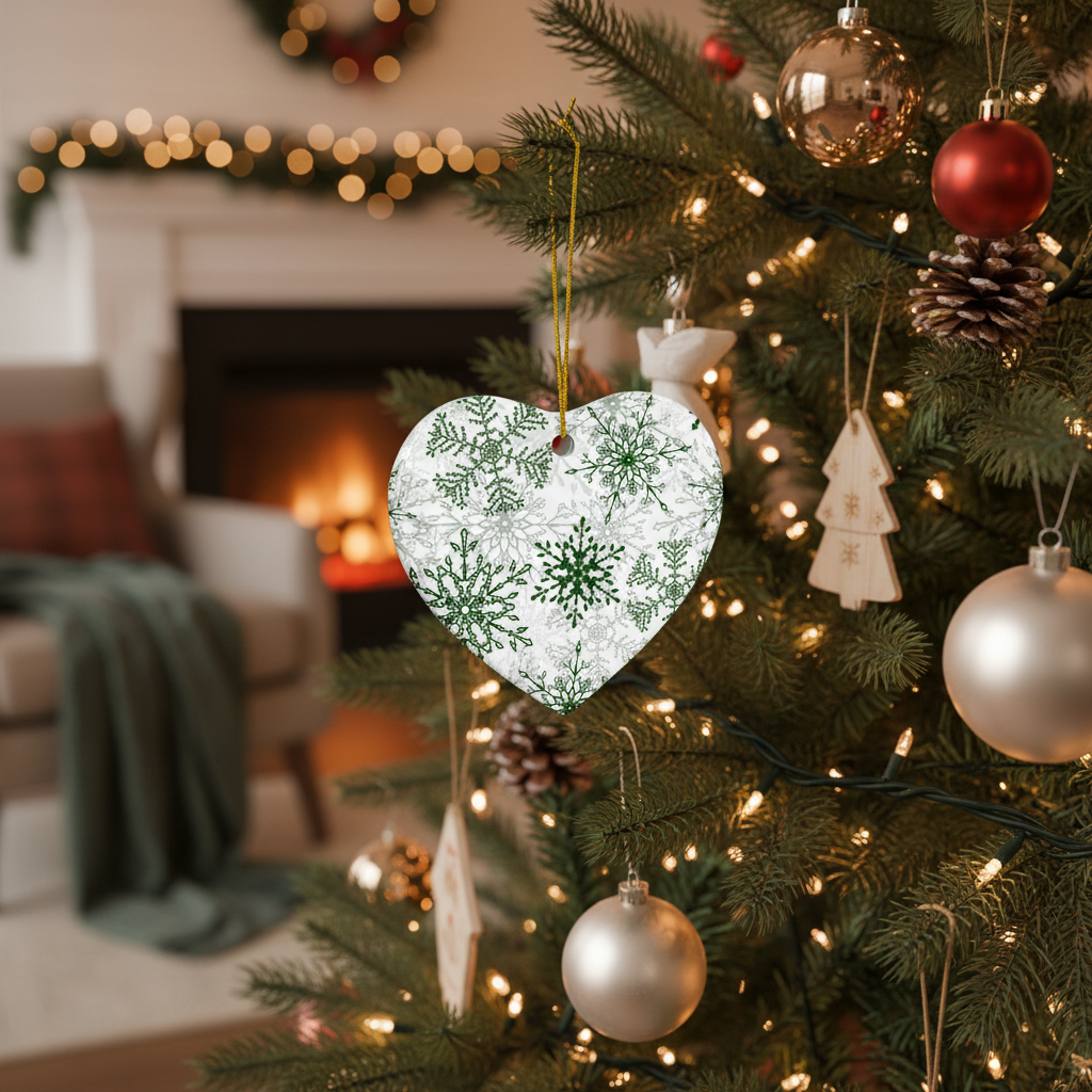 Green Snowflake Ceramic ornament