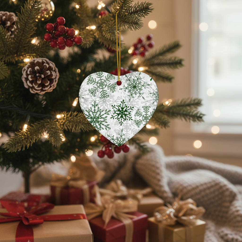 Green Snowflake Ceramic ornament