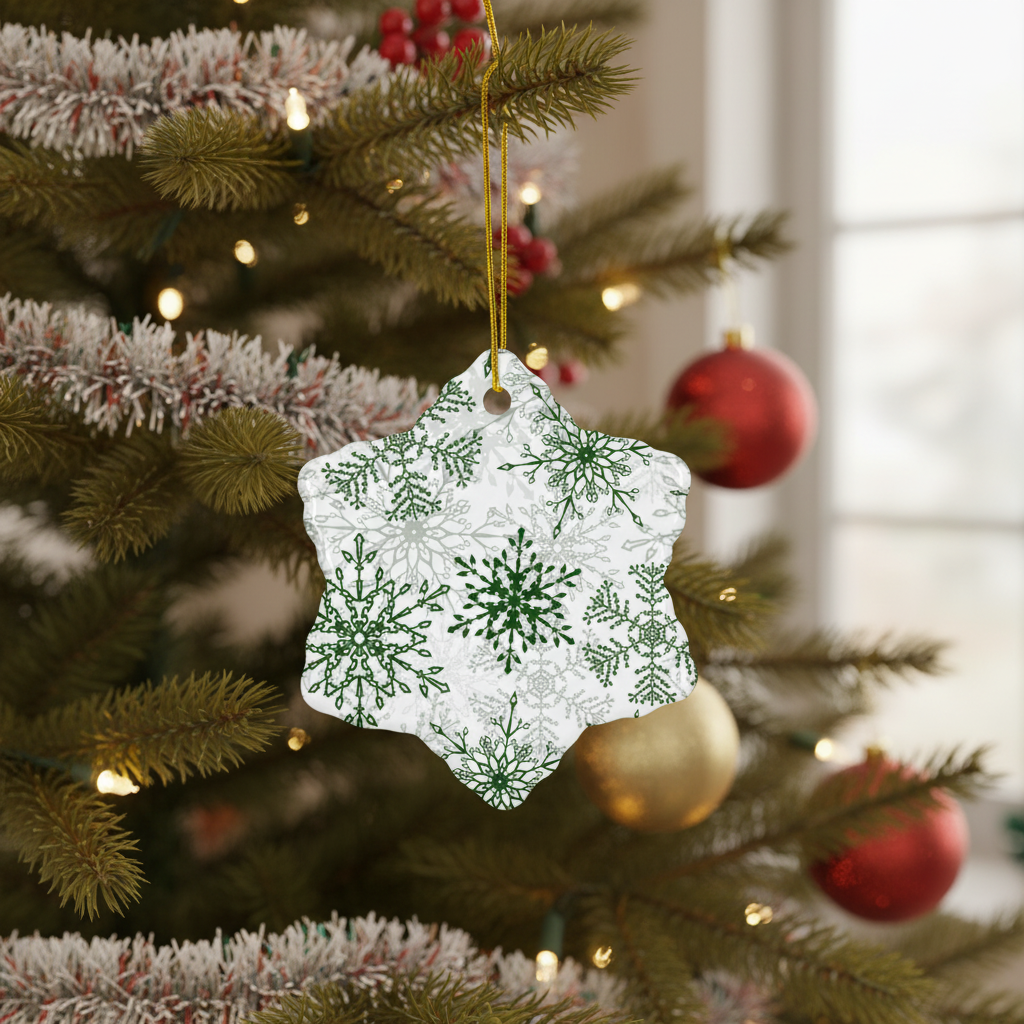 Green Snowflake Ceramic ornament