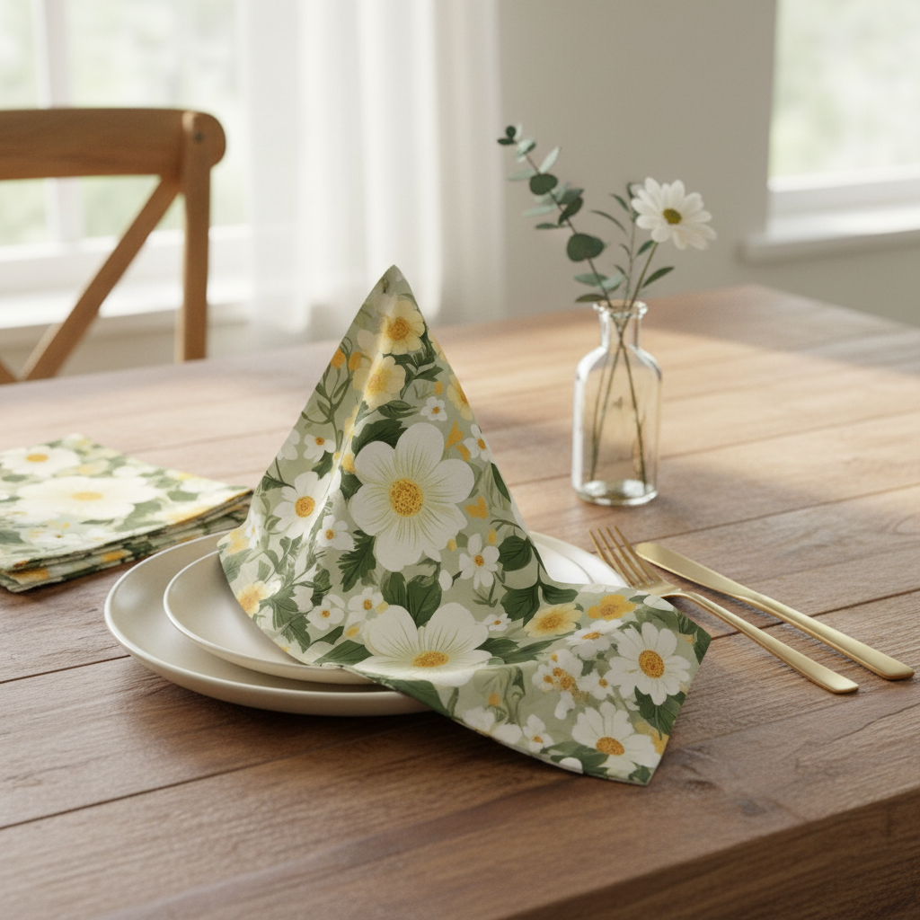 Yellow Floral Cloth napkin set