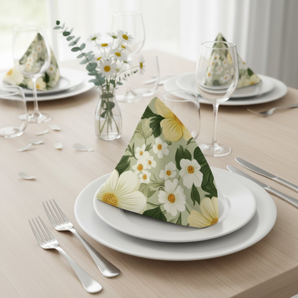Yellow Floral Cloth napkin set