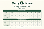 Festive long sleeve tee size guide without brand or model information