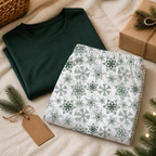 Green Snowflake pants in the supplied folded arrangement
