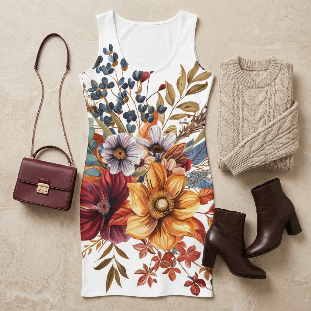 Harvest Bloom winter outfit flat lay