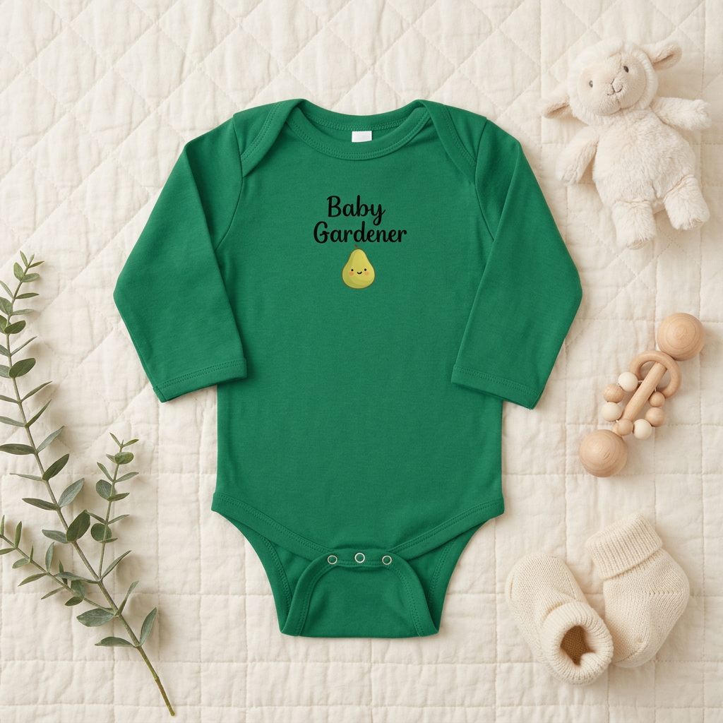 Green Pear onesie flat lay