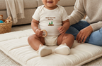 Light neutral Lil Carrot New to the Patch baby onesie lifestyle image