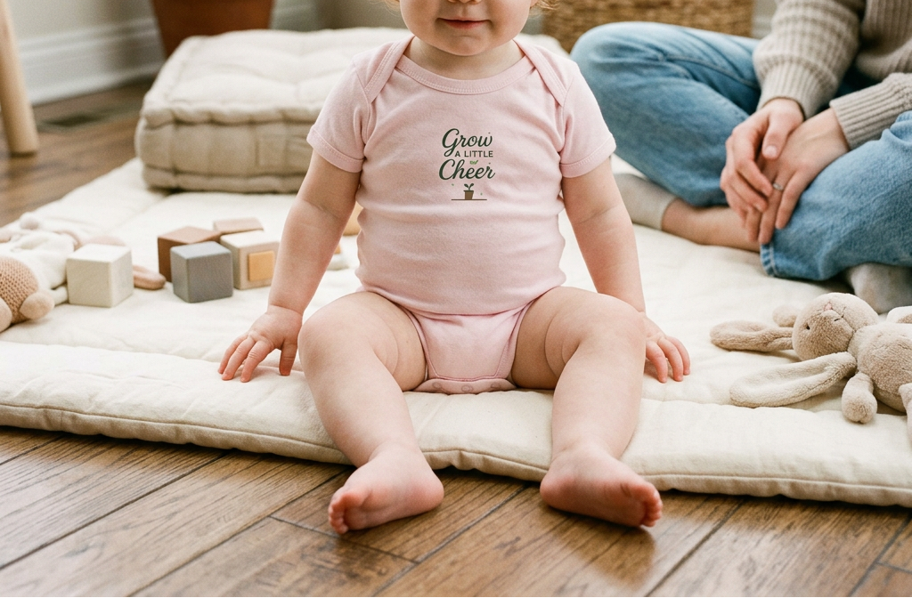 Pink Grow a Little Cheer baby onesie lifestyle image