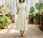 White Floral Long Sleeve Midi Dress lifestyle image 2