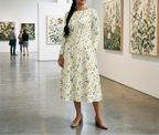 White Floral Long Sleeve Midi Dress lifestyle image 5